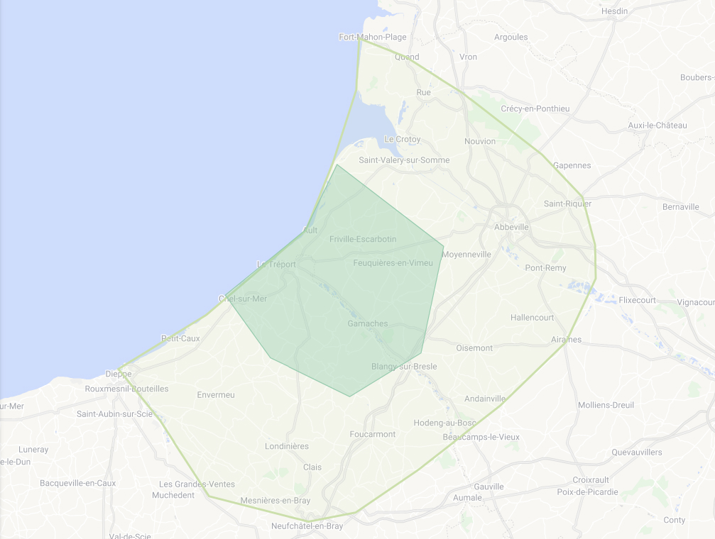 une carte des régions dans lesquelles ETS Ramette peut se déplacer